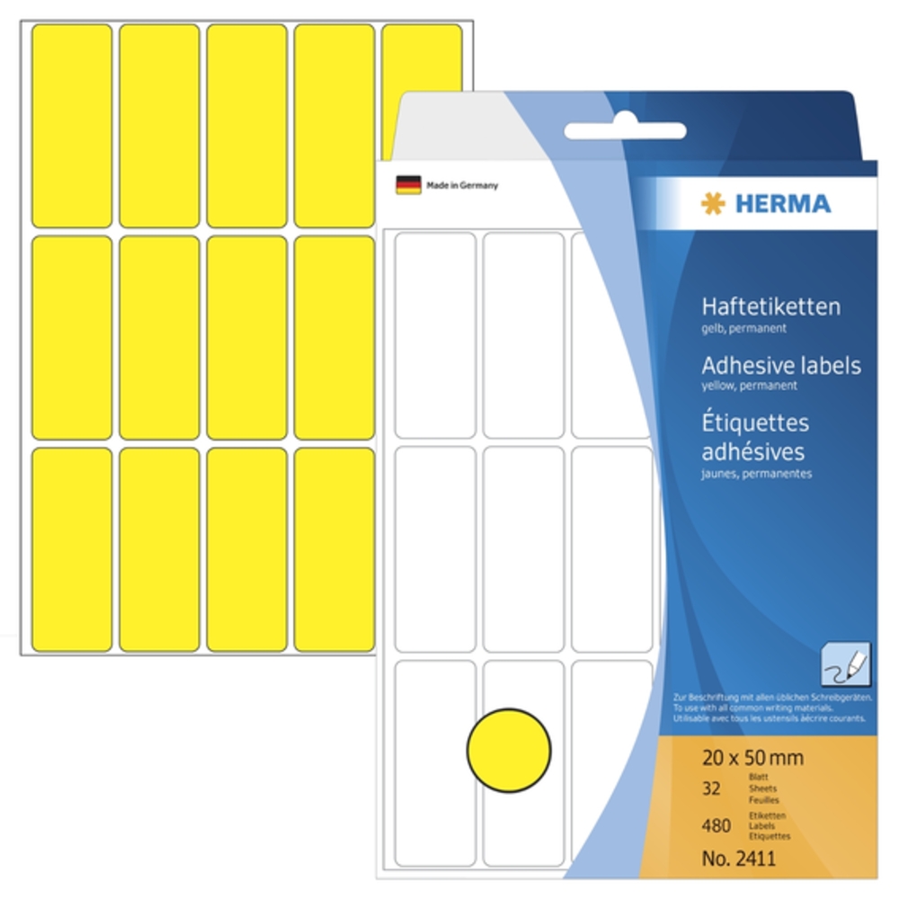 HERMA 2411, Etiketten, HERMA Vielzwecketiketten gelb mm 2411 (BILD1)