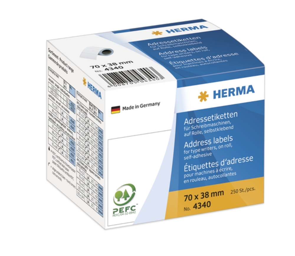 HERMA Adressetik. auf Rollen weiß 70x38 mm Papier 250 St. - 4340