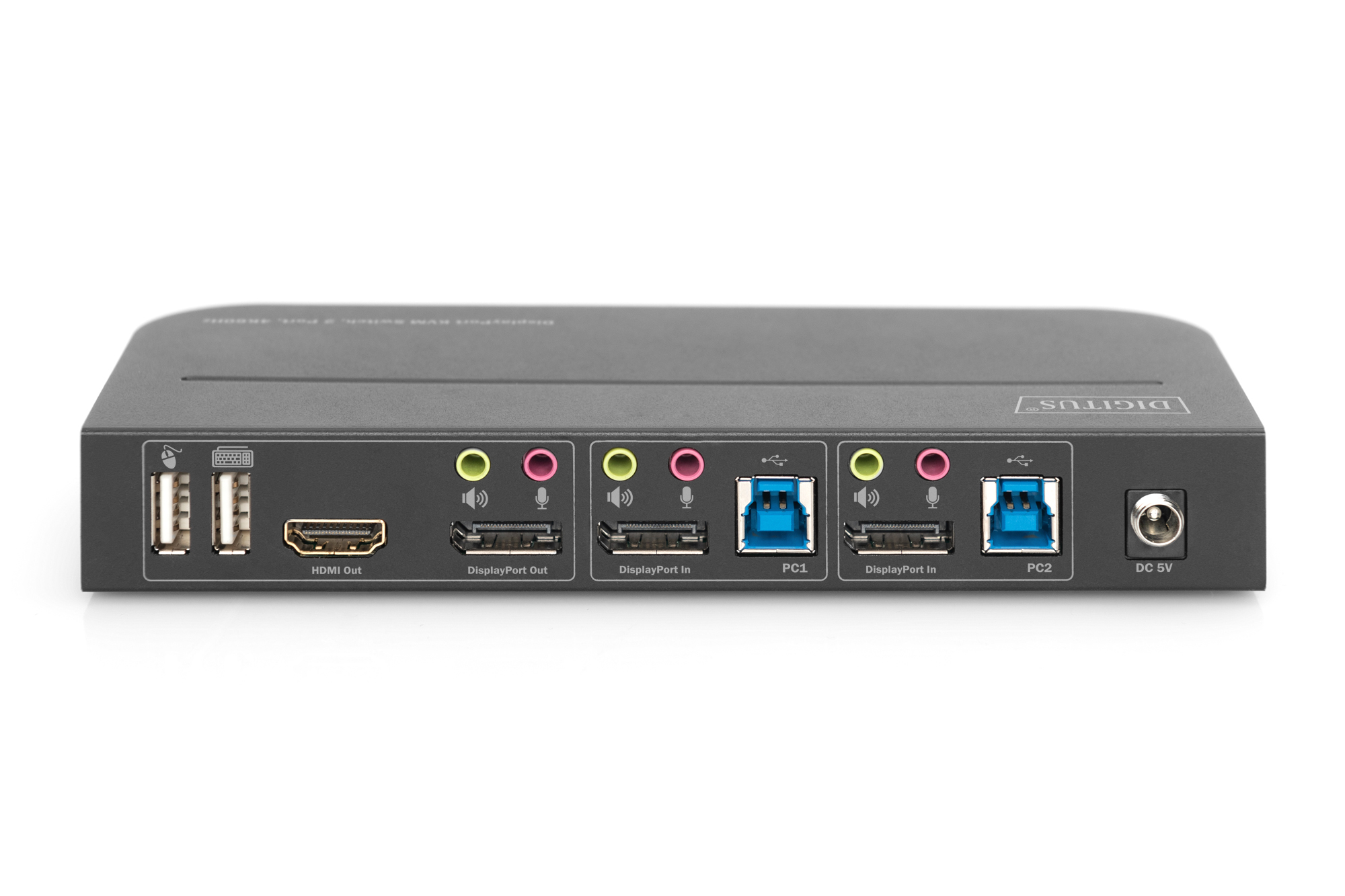 DIGITUS KVM Switch, 2-Port, 4K60Hz, 2xDP in, 1xDP/HDMI out