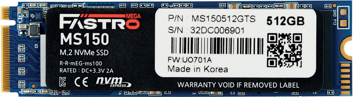 MegaFastro SSD 512GB MS150 Series PCI-Express NVMe intern retail - MS150512GTS
