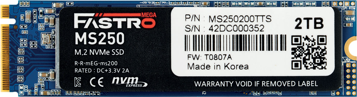 MegaFastro SSD 2TB MS250 Series PCI-Express NVMe intern retail - MS250200TTS