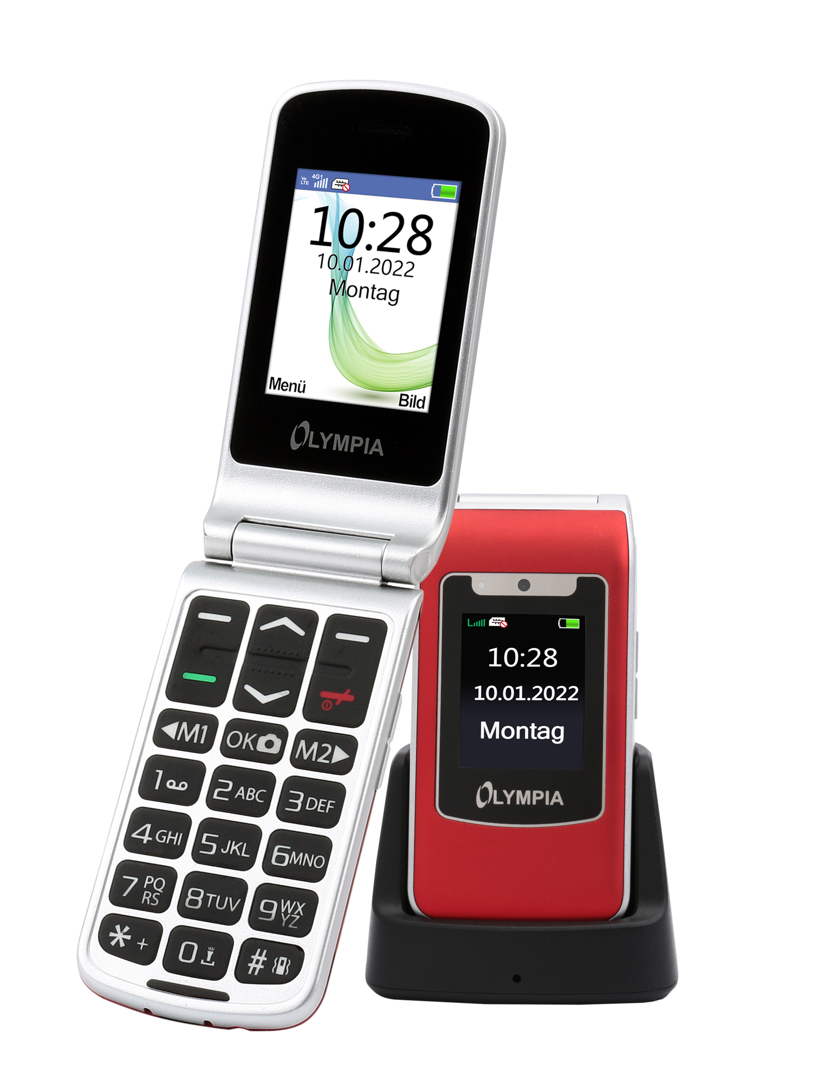 Olympia Mobiltelefon Style Duo 4G rot     inkl. Dockingst.