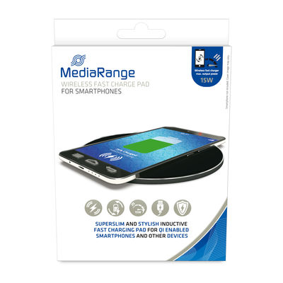 MediaRange induktive Schnellladest. f. Smartphones 15W schw - MRMA118