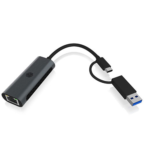 Adapter IcyBox USB3.2 Gen1 Type-A, Type-C 2.5GB Ethernet LAN retail