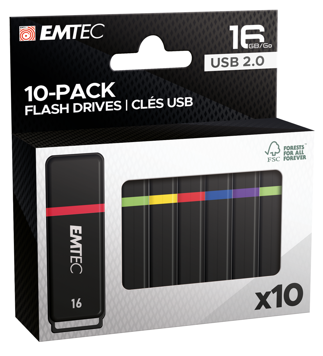 EMTEC USB-Stick 16 GB USB 2.0 10er Pack Color Mix retail - ECMMD16GK102P10